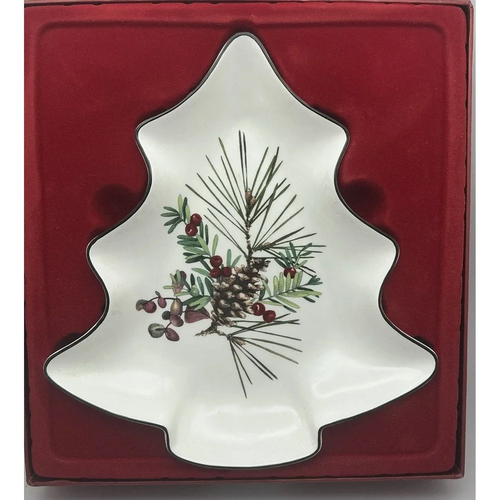 Vintage Lenox Etchings Christmas Tree Candy Dish - NIB‎